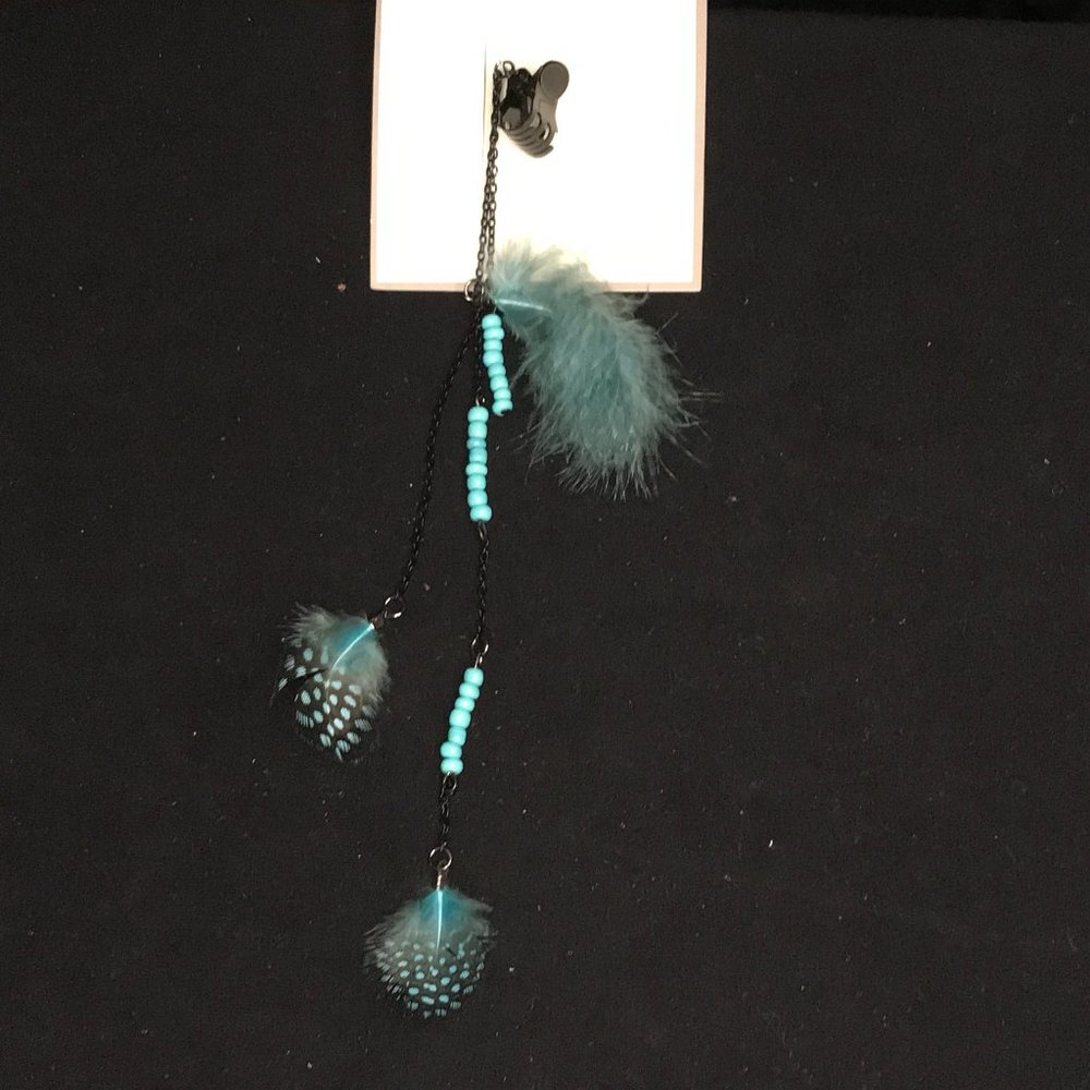 Blue and Black Feather Hair Clip